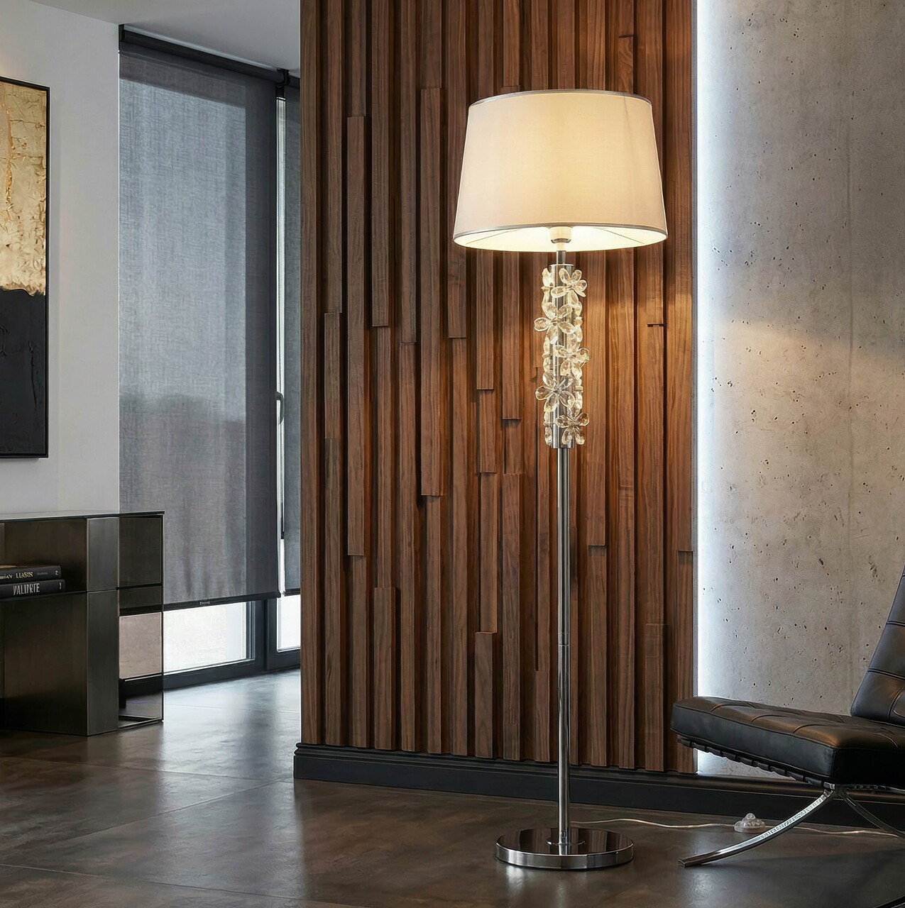 Lampadar, Mauro Ferretti, Flower, 1 x E27, 40W, 45x157 cm, fier/sticla, argintiu/alb - imagine 7